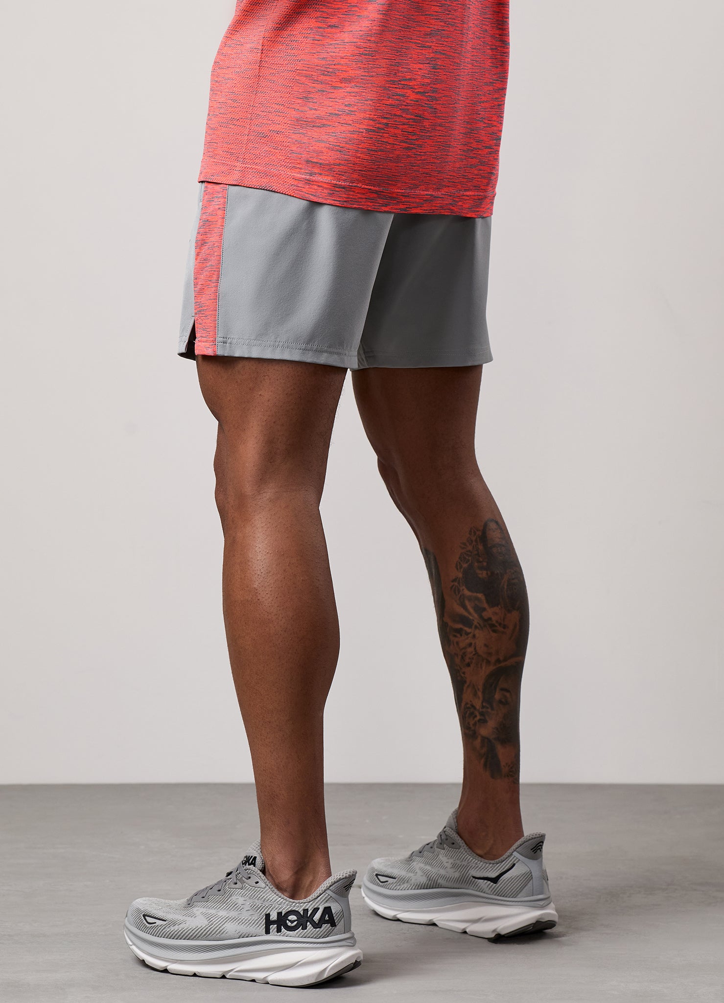 Gym King Space Dye Panel 6" Short - Urban Grey/Coral