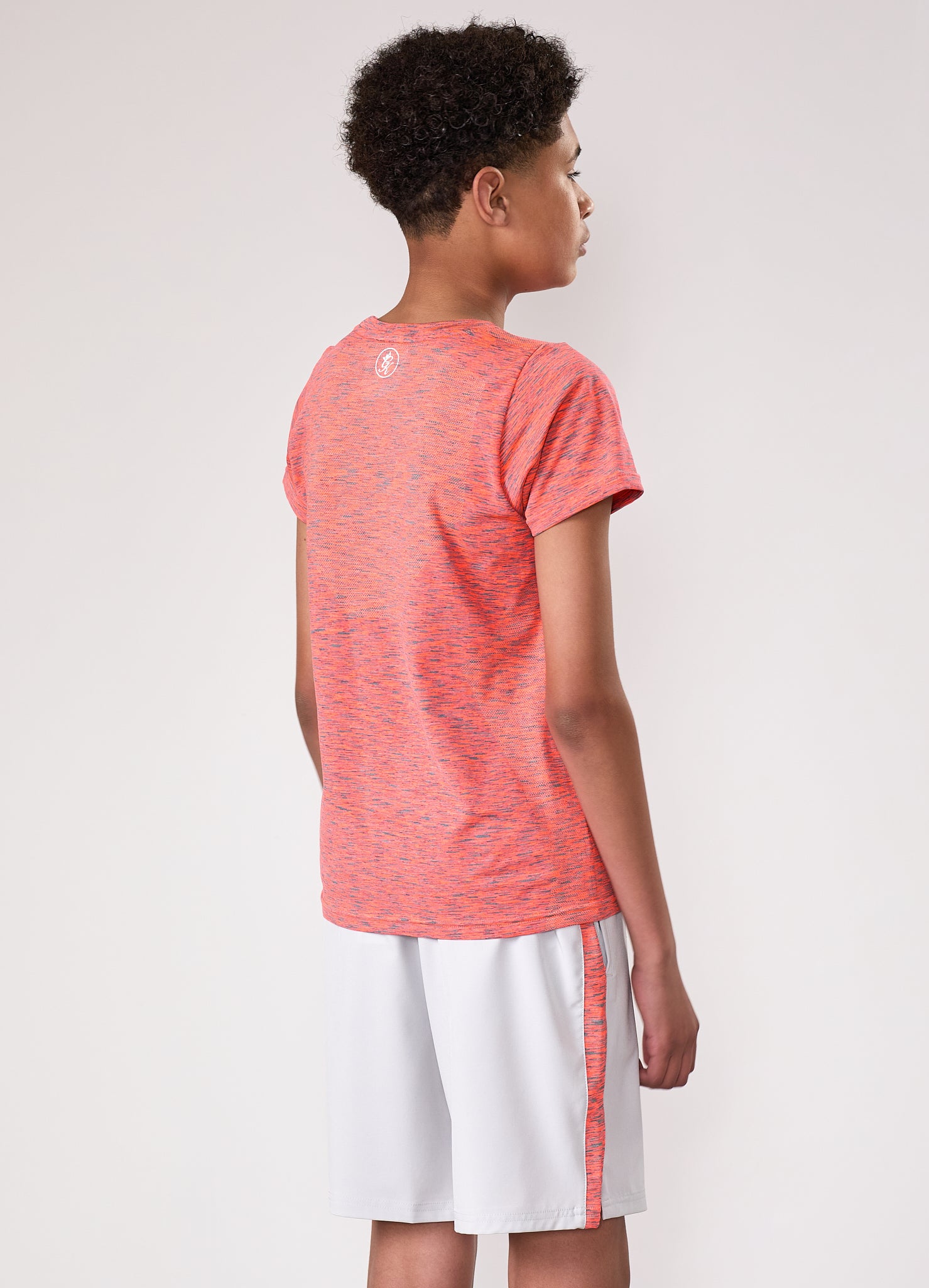 Gym King Kids Seamless Space Dye Tee - Coral/Light Grey Grindle