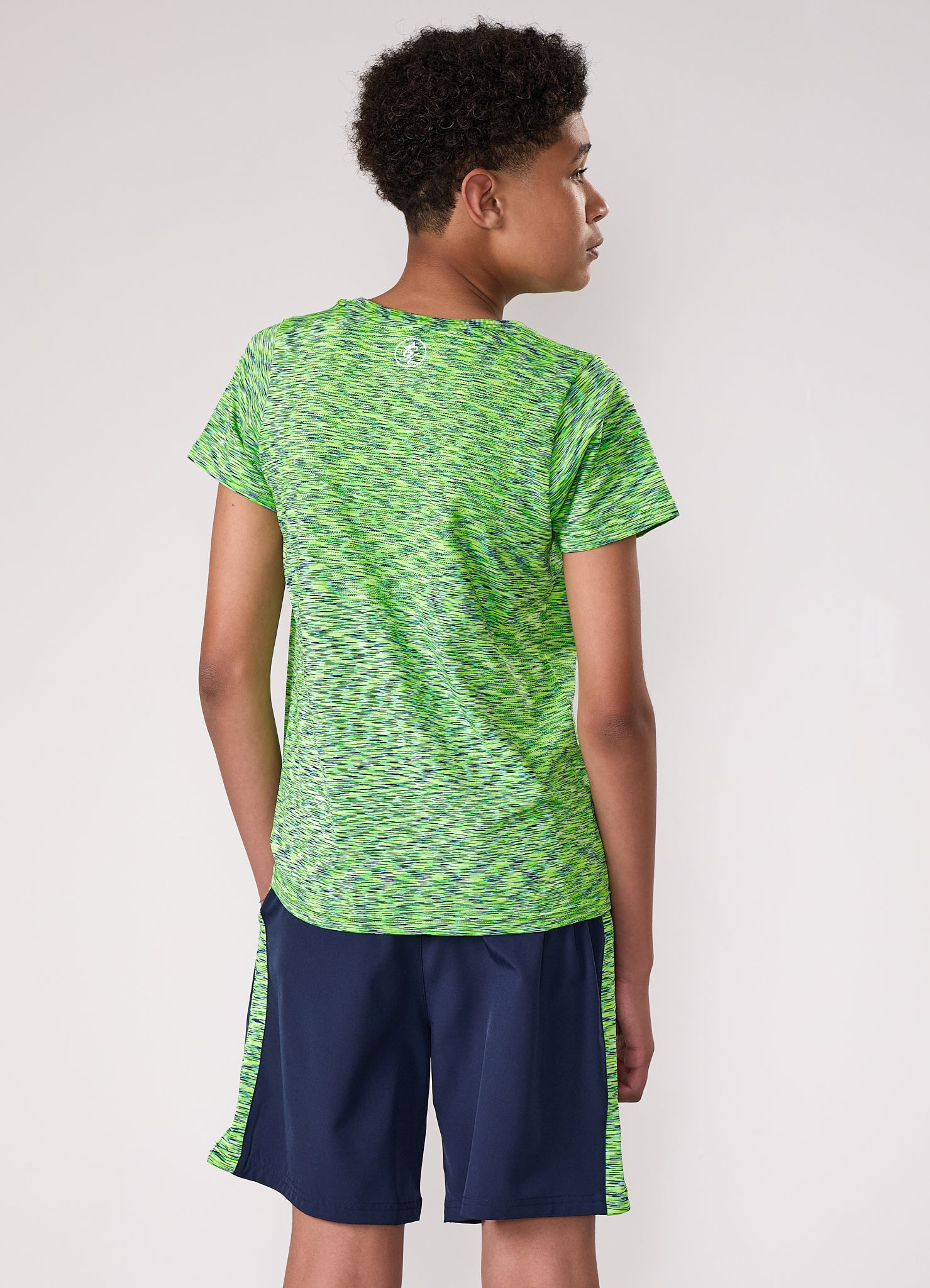 Gym King Kids Seamless Space Dye Tee - Lime/Navy Grindle