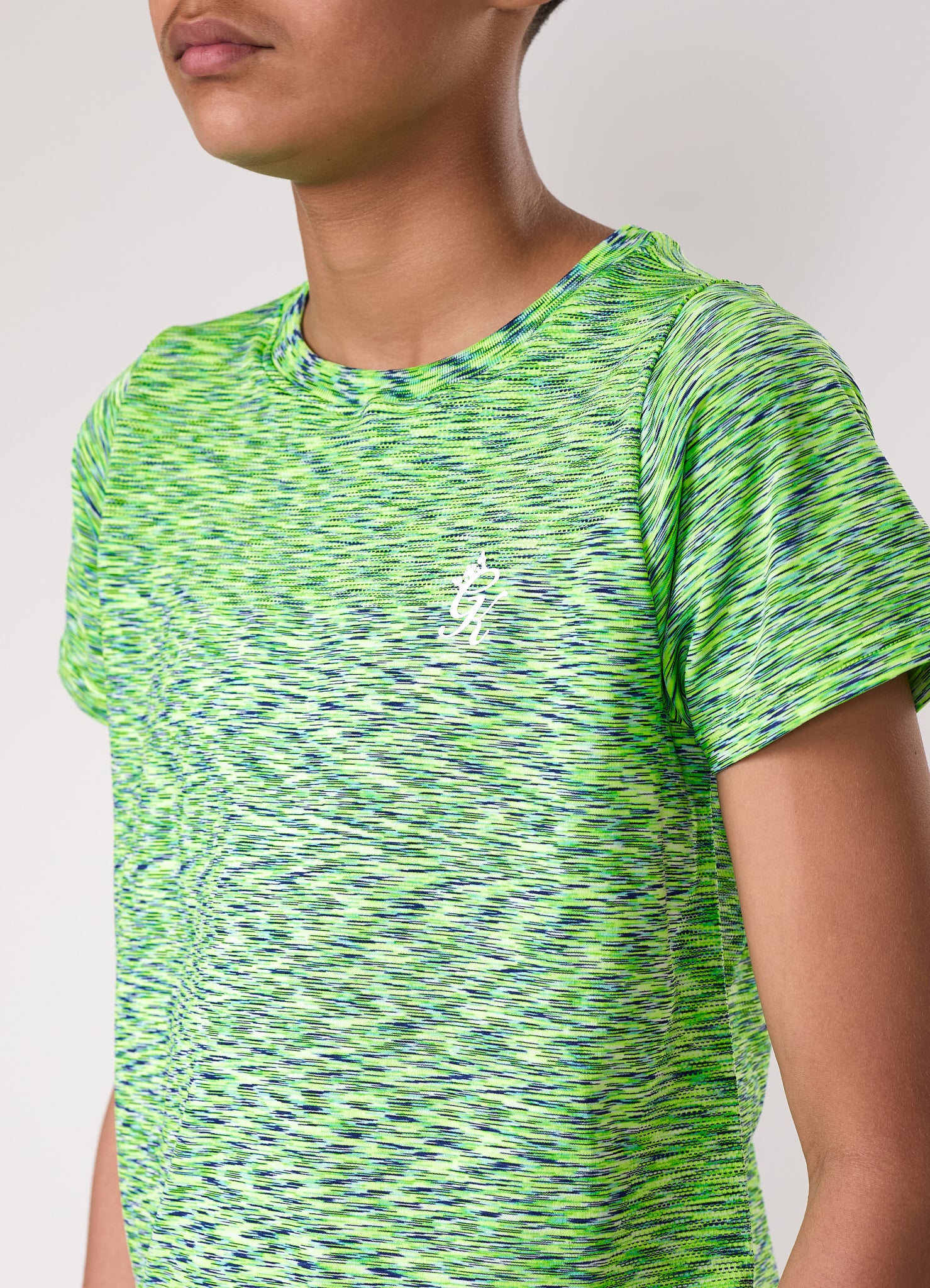 Gym King Kids Seamless Space Dye Tee - Lime/Navy Grindle