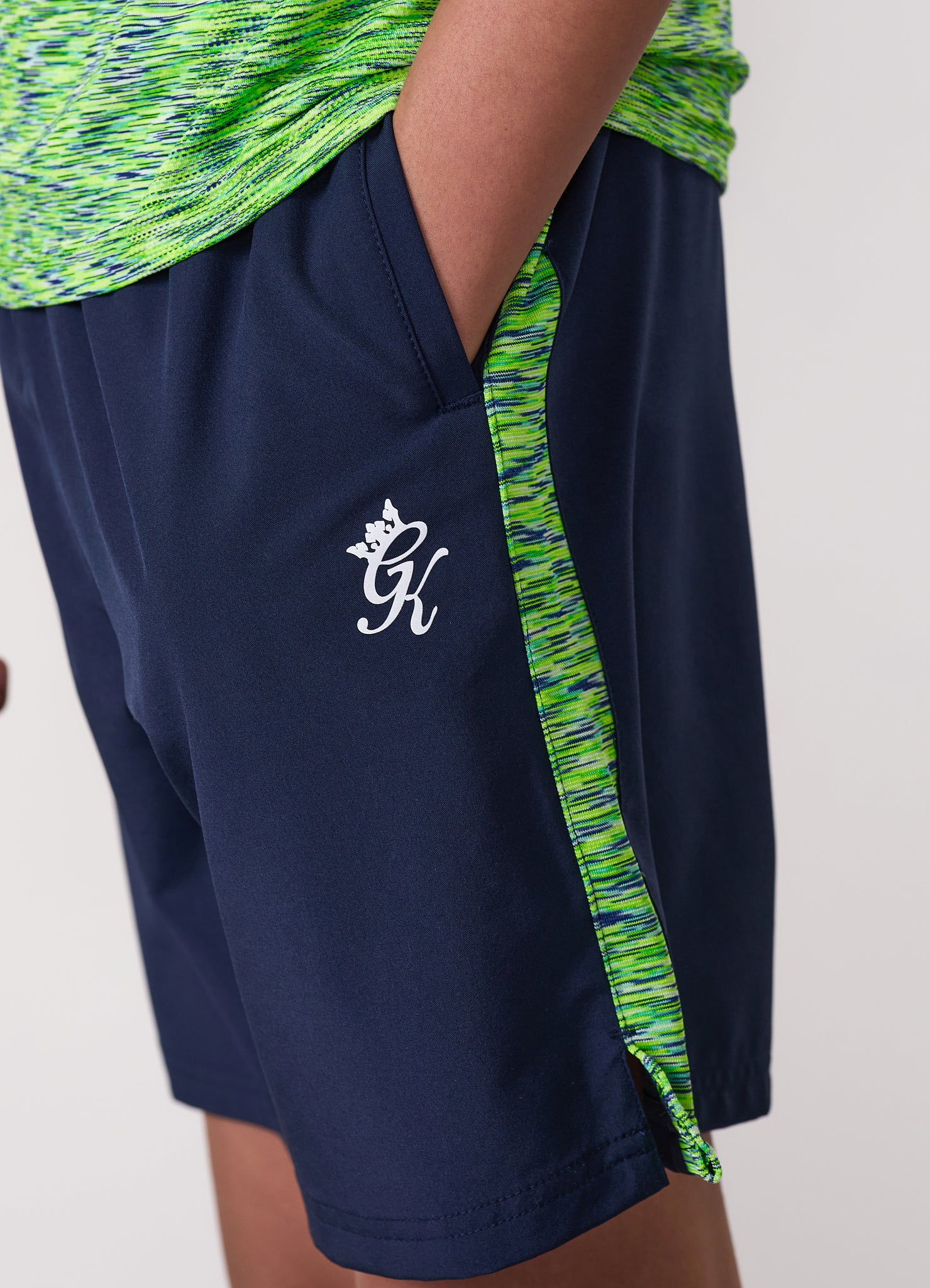 Gym King Kids Space Dye Short - Navy/Lime/Navy Grindle