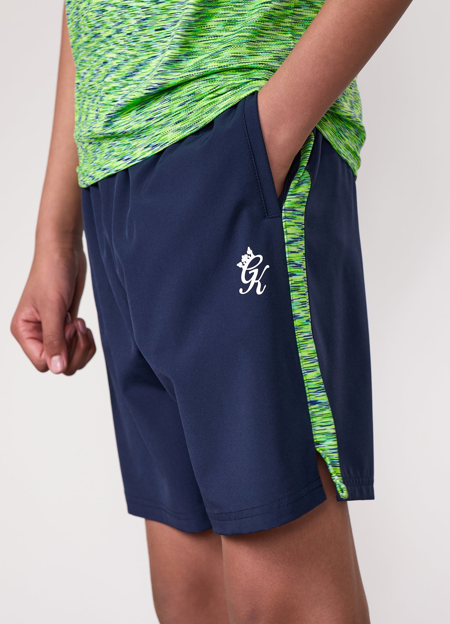 Gym King Kids Space Dye Short - Navy/Lime/Navy Grindle