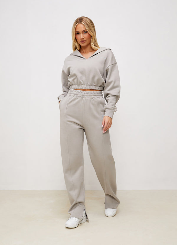Gym King Shadow Cropped Funnel & Jogger - Dove Grey