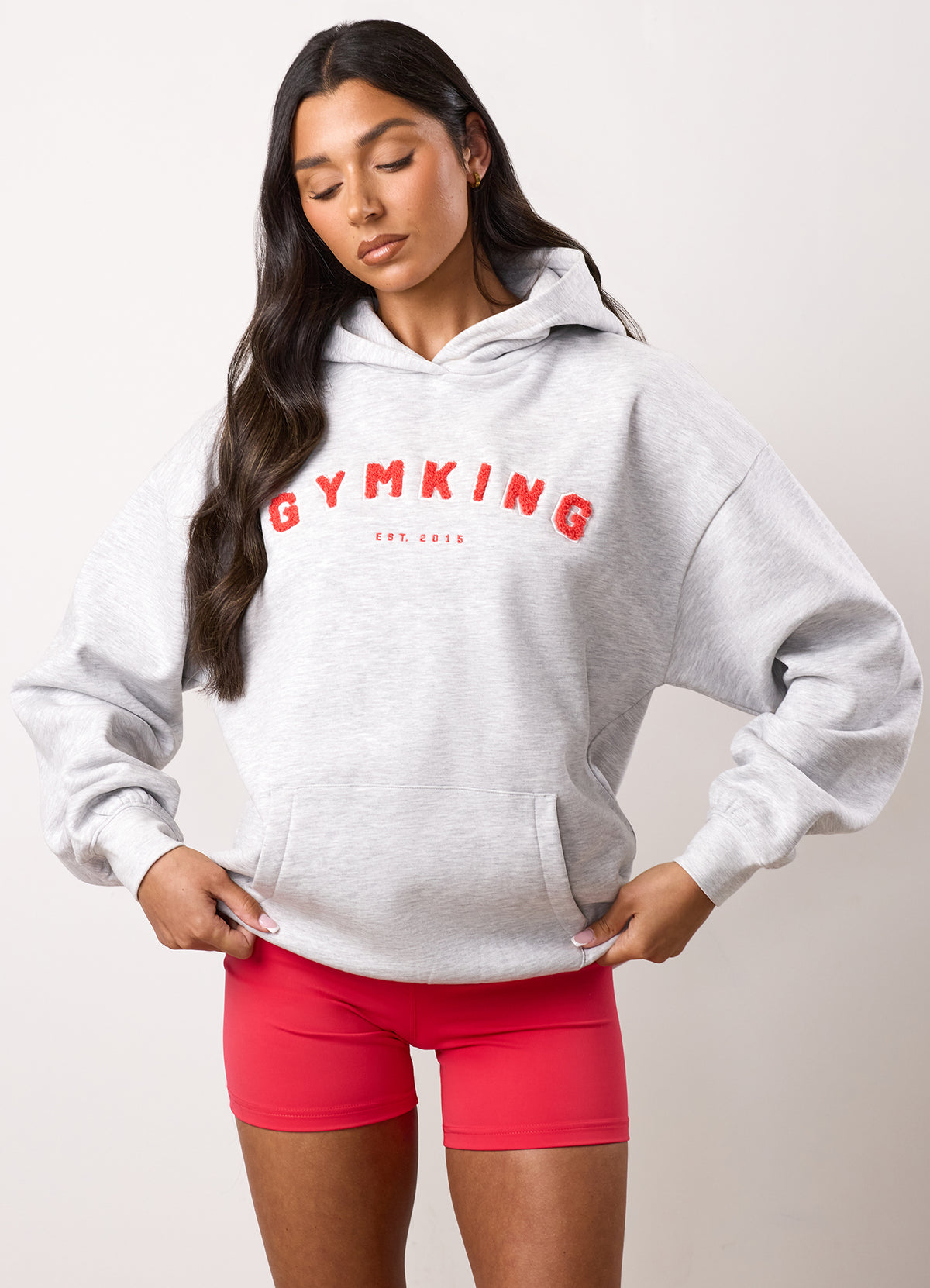 Gym King Shadow Oversized Hoodie - Snow Marl