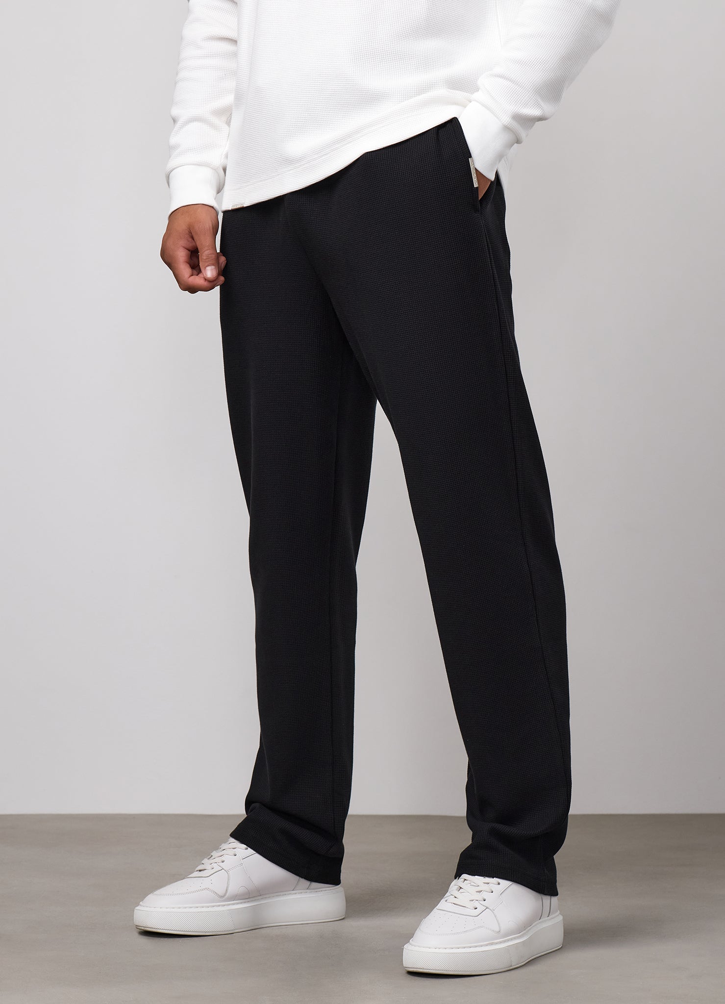 Gym King Signature Waffle Straight Leg Jogger - Black