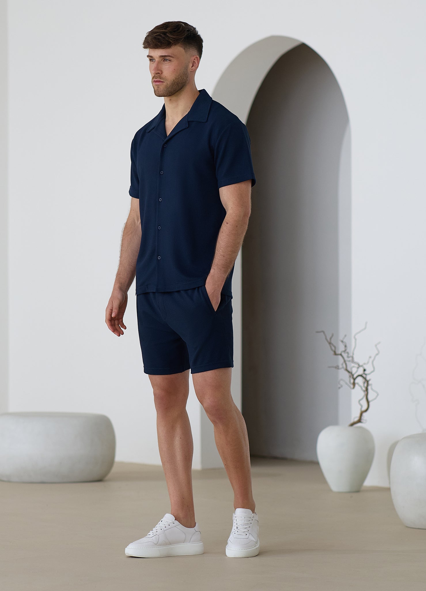 Gym King Signature Waffle Short - Navy