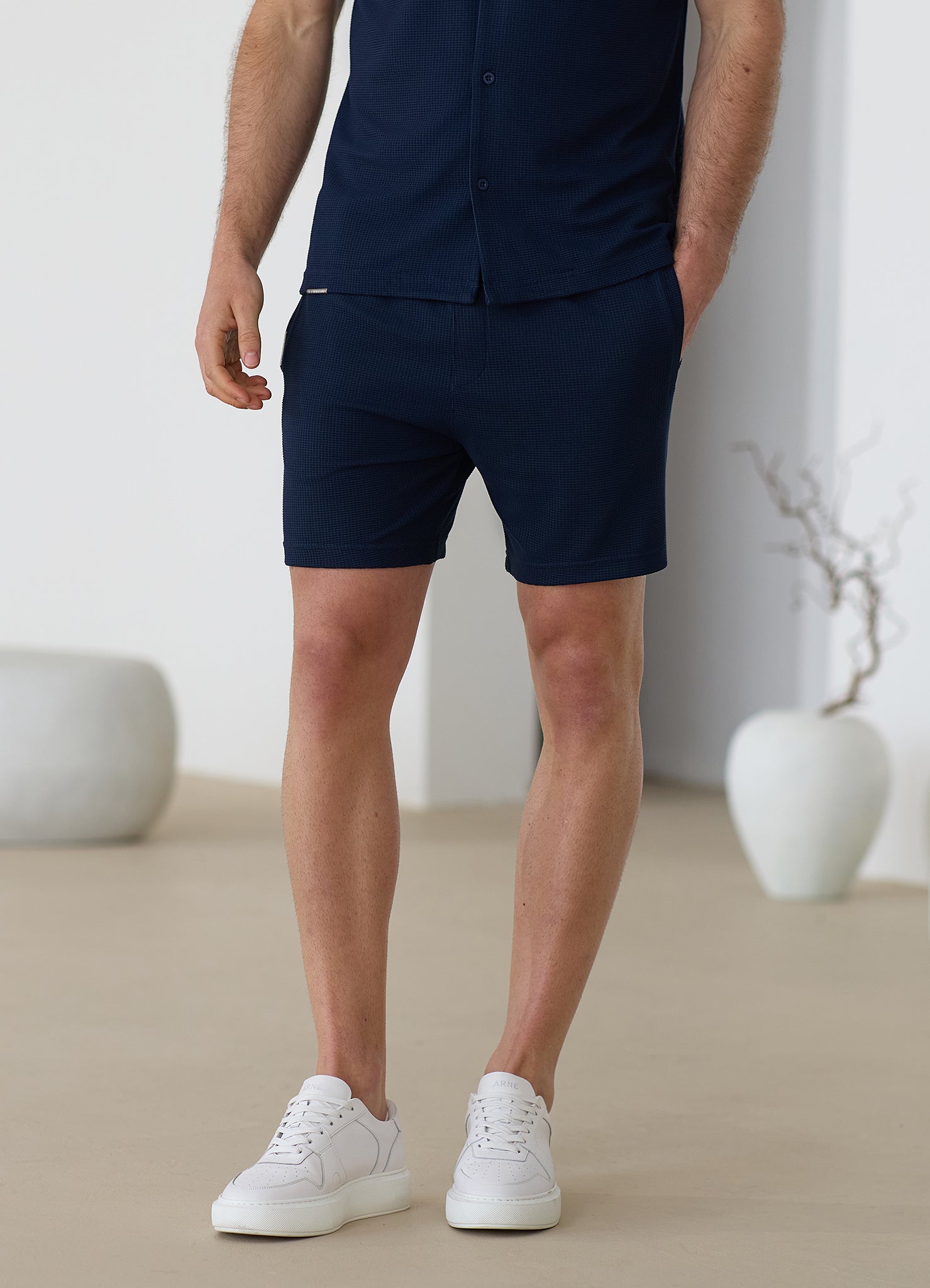 Gym King Signature Waffle Short - Navy