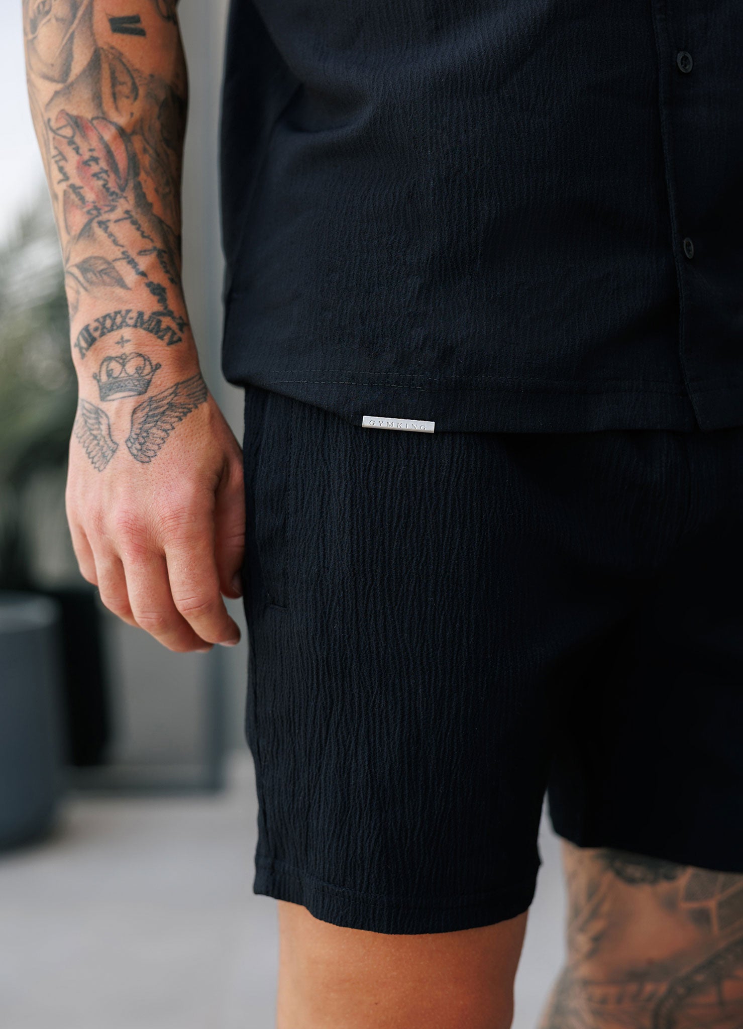 Gym King Signature Woven Texture Short - Black