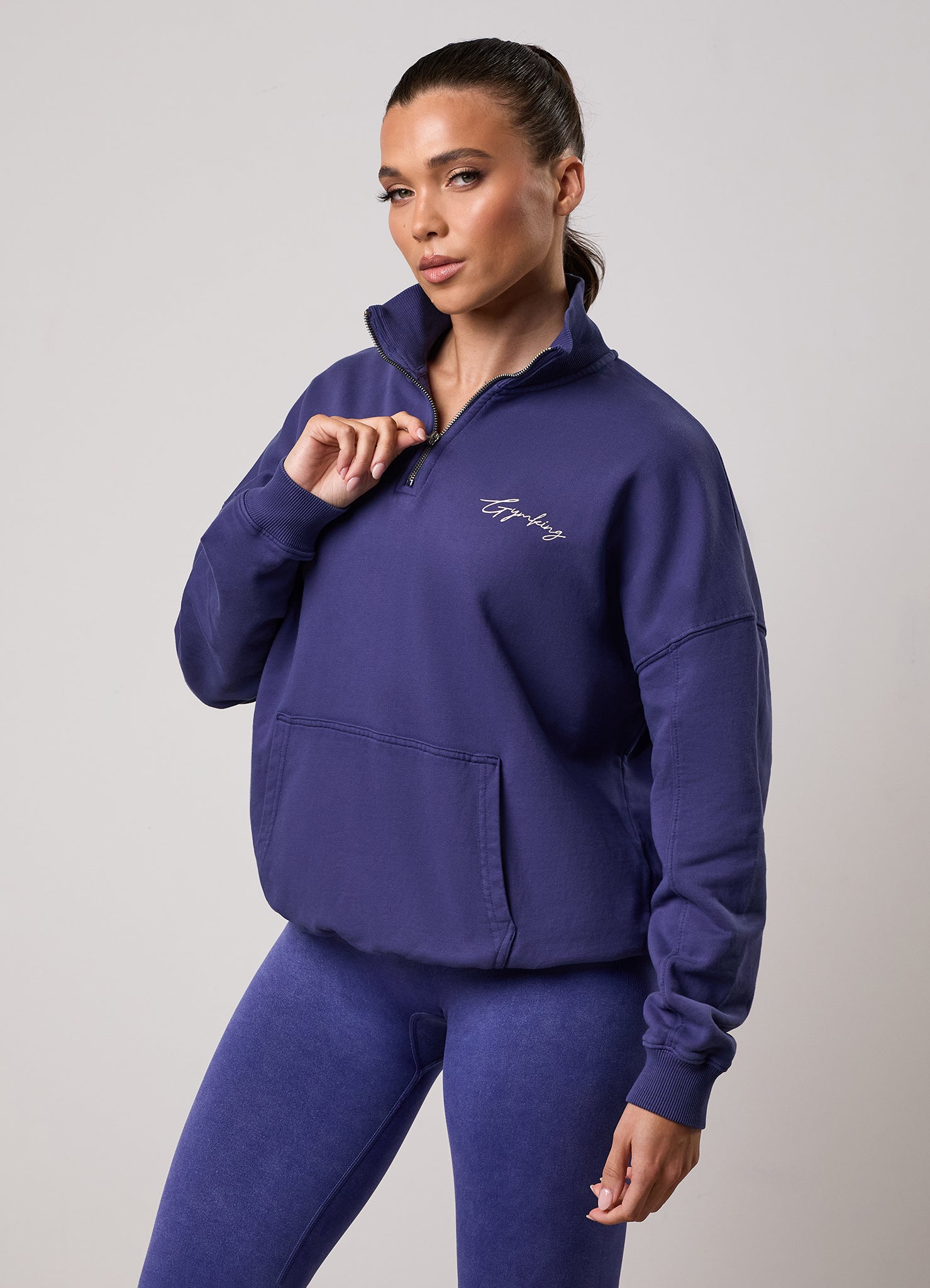 Gym King Washed Reset 1/4 Zip Funnel - Starlight Blue