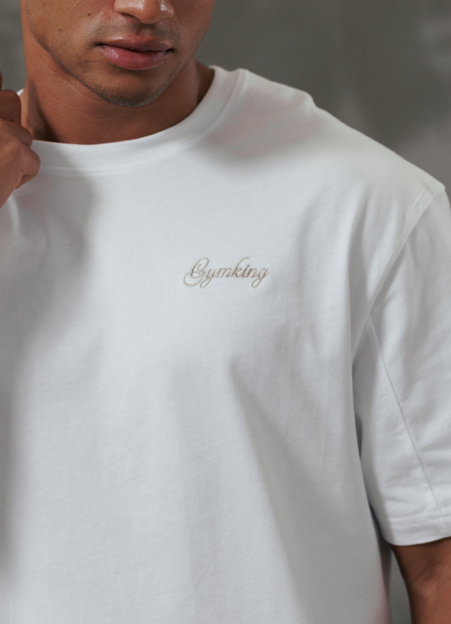 Gym King Script Relaxed Fit Tee - White