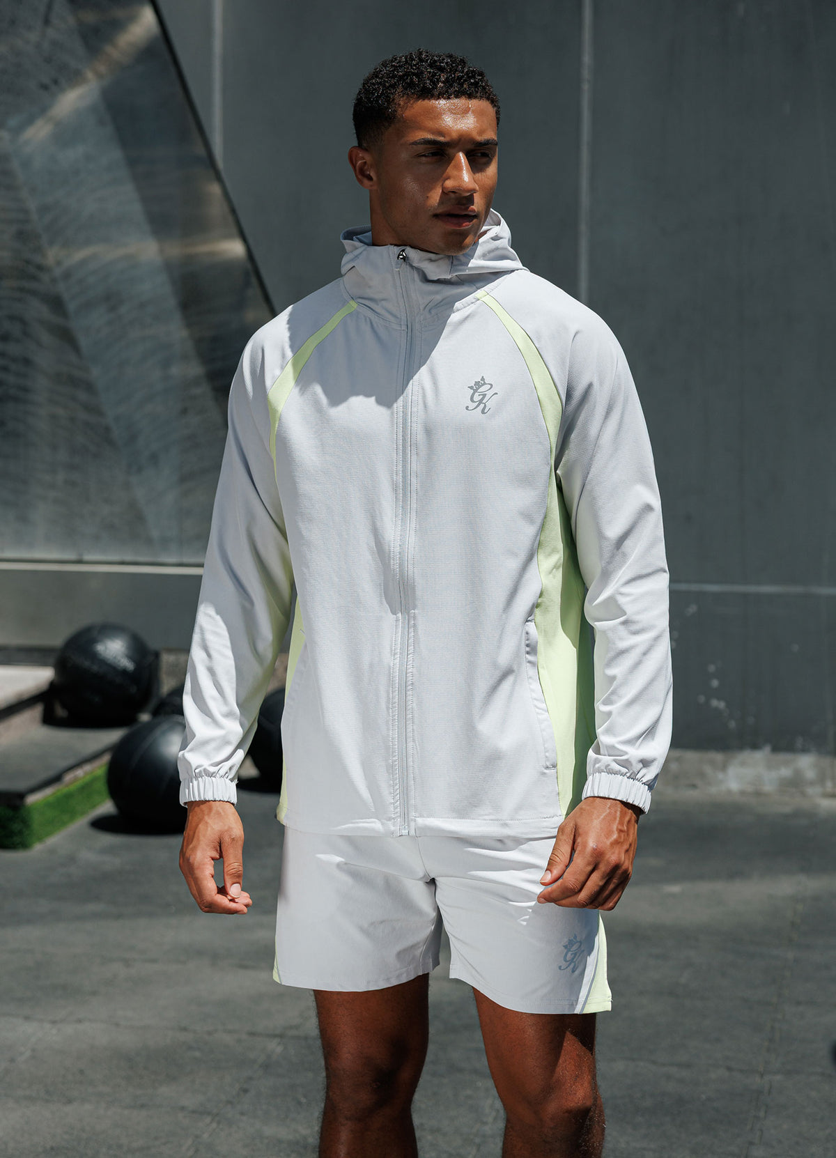 Gym King Flex 2.0 Woven Hood - Light Grey/Sherbet Lime