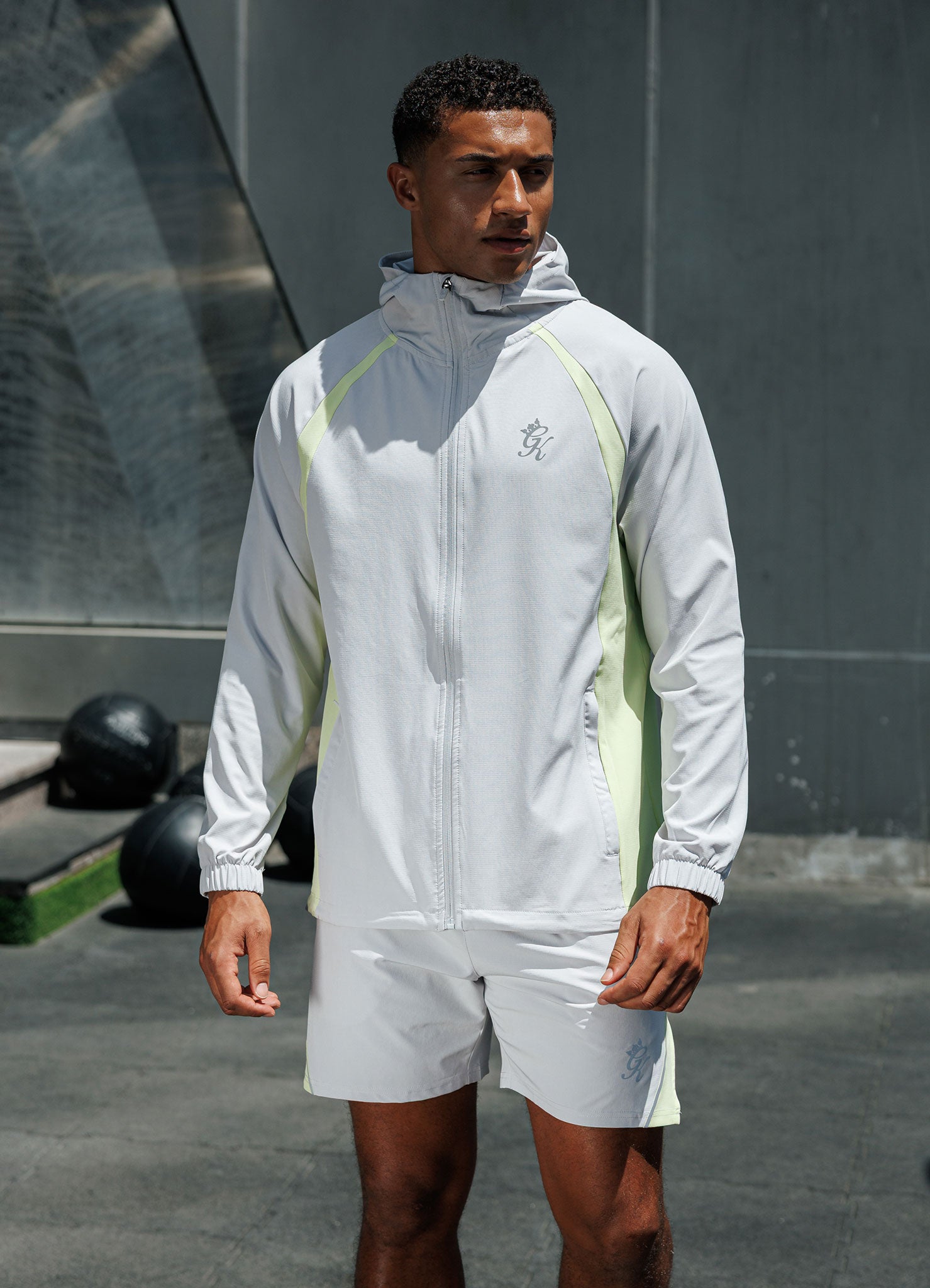 Gym King Flex 2.0 Woven Hood - Light Grey/Sherbet Lime