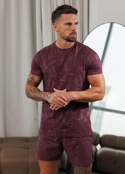Gym King Debossed Camo Tee - Mulberry