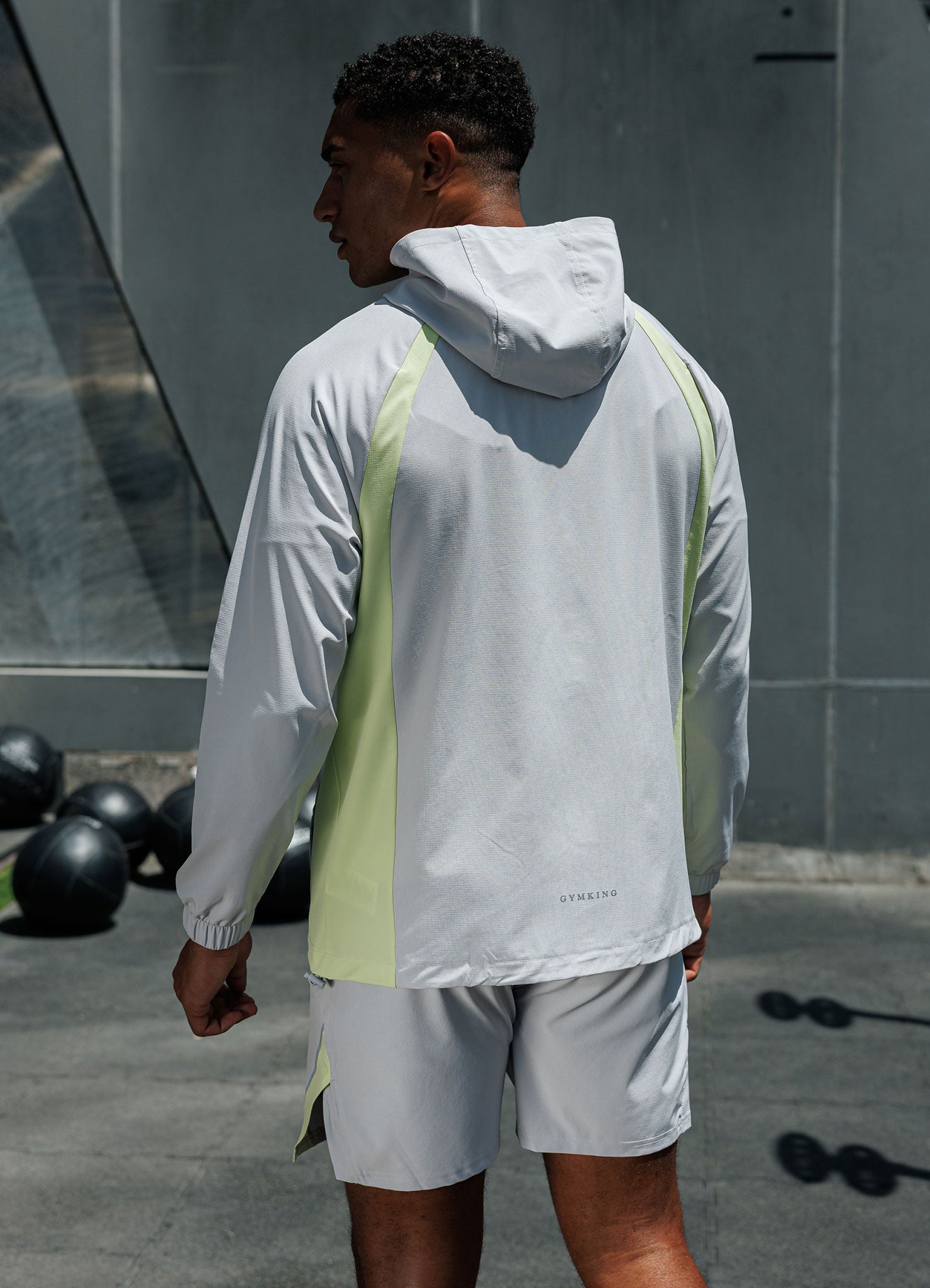 Gym King Flex 2.0 Woven Hood - Light Grey/Sherbet Lime