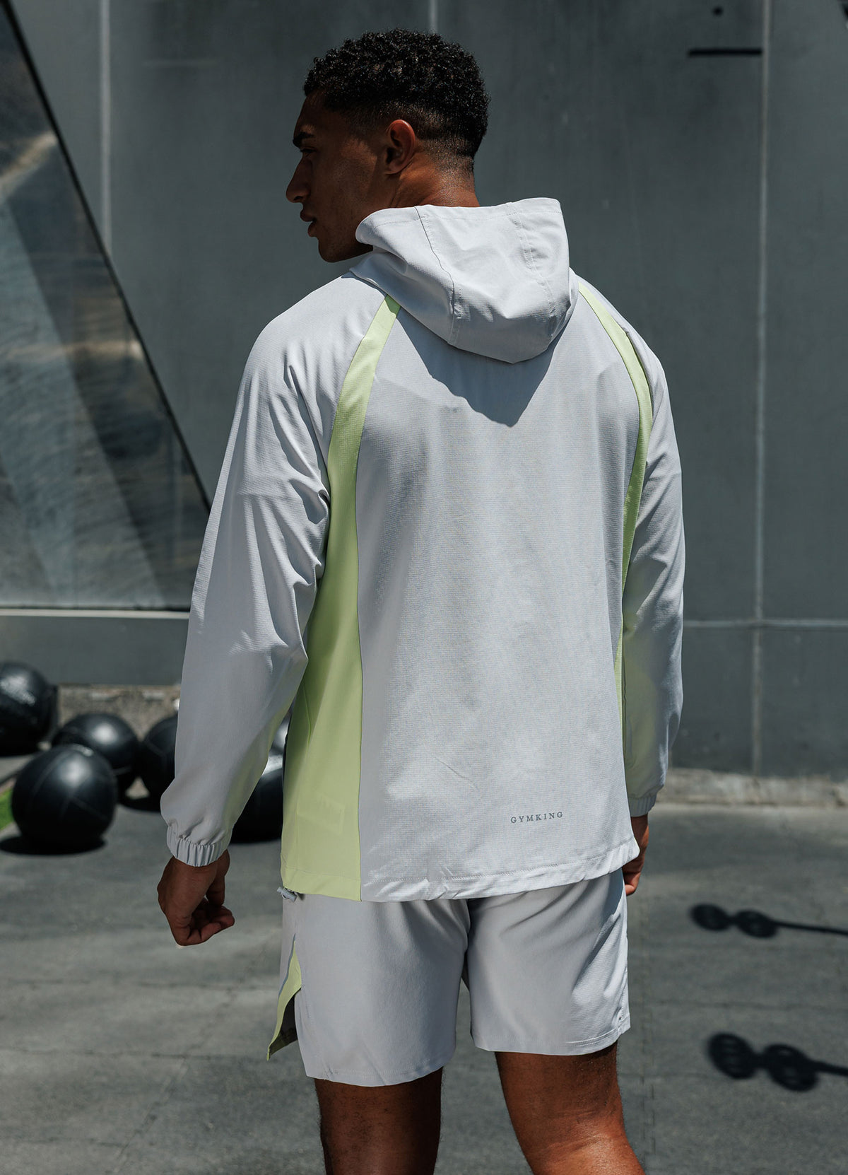Gym King Flex 2.0 Woven Hood - Light Grey/Sherbet Lime