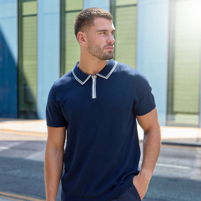 Gym King Portals Knitted Tipping Polo - Navy