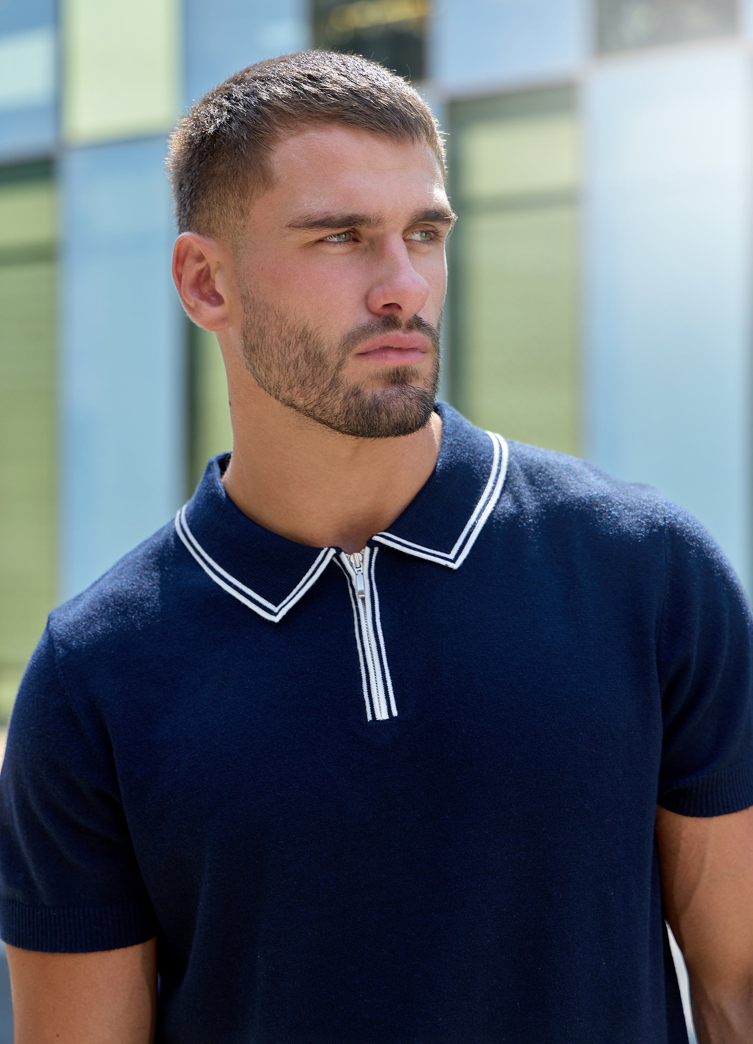 Gym King Portals Knitted Tipping Polo - Navy