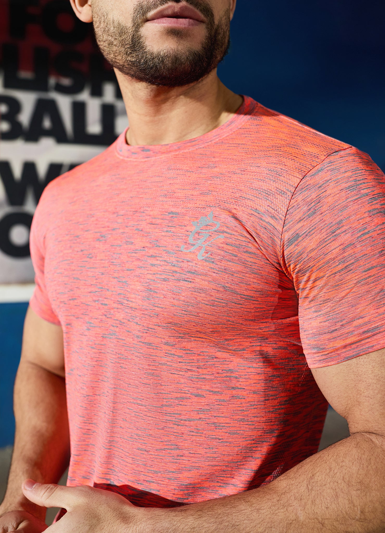 Gym King Seamless Space Dye Tee - Urban Grey/Coral