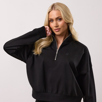 Gym King Victory Fleece 1/4 Zip Funnel - Black