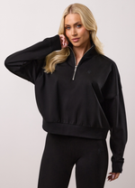 Gym King Victory Fleece 1/4 Zip Funnel - Black thumbnail