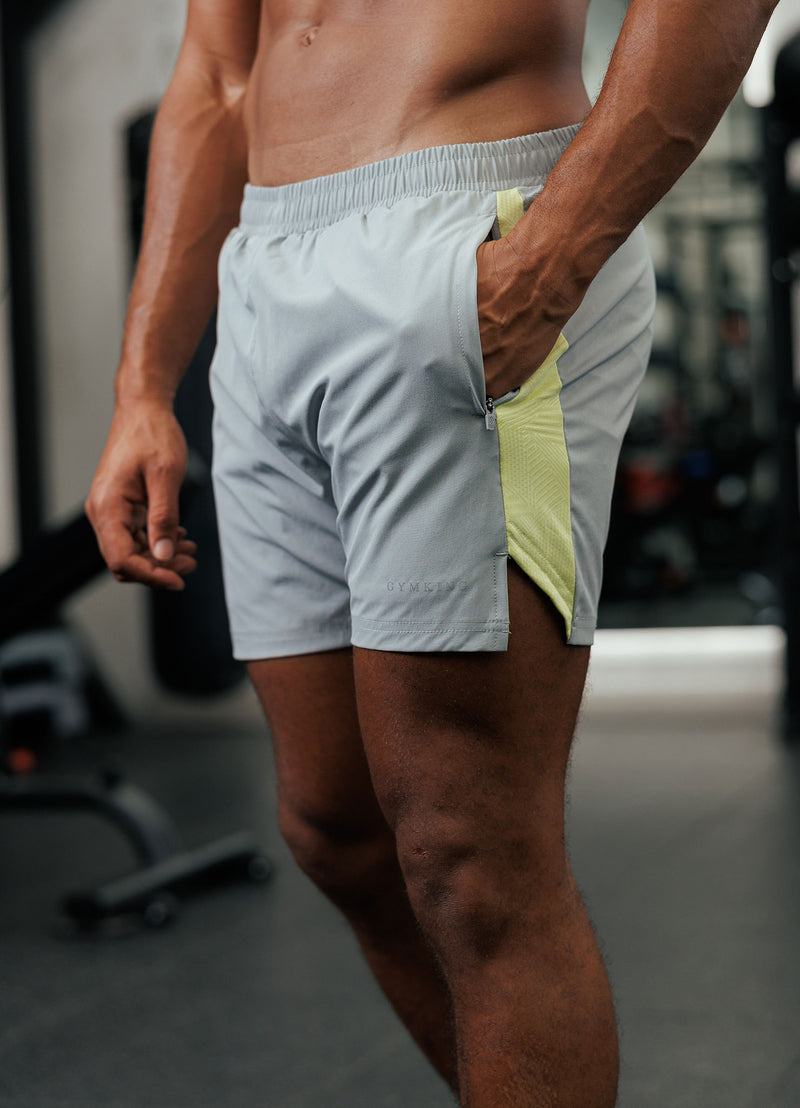 Gym King Geometric Knit Short - Urban Grey/Limelight