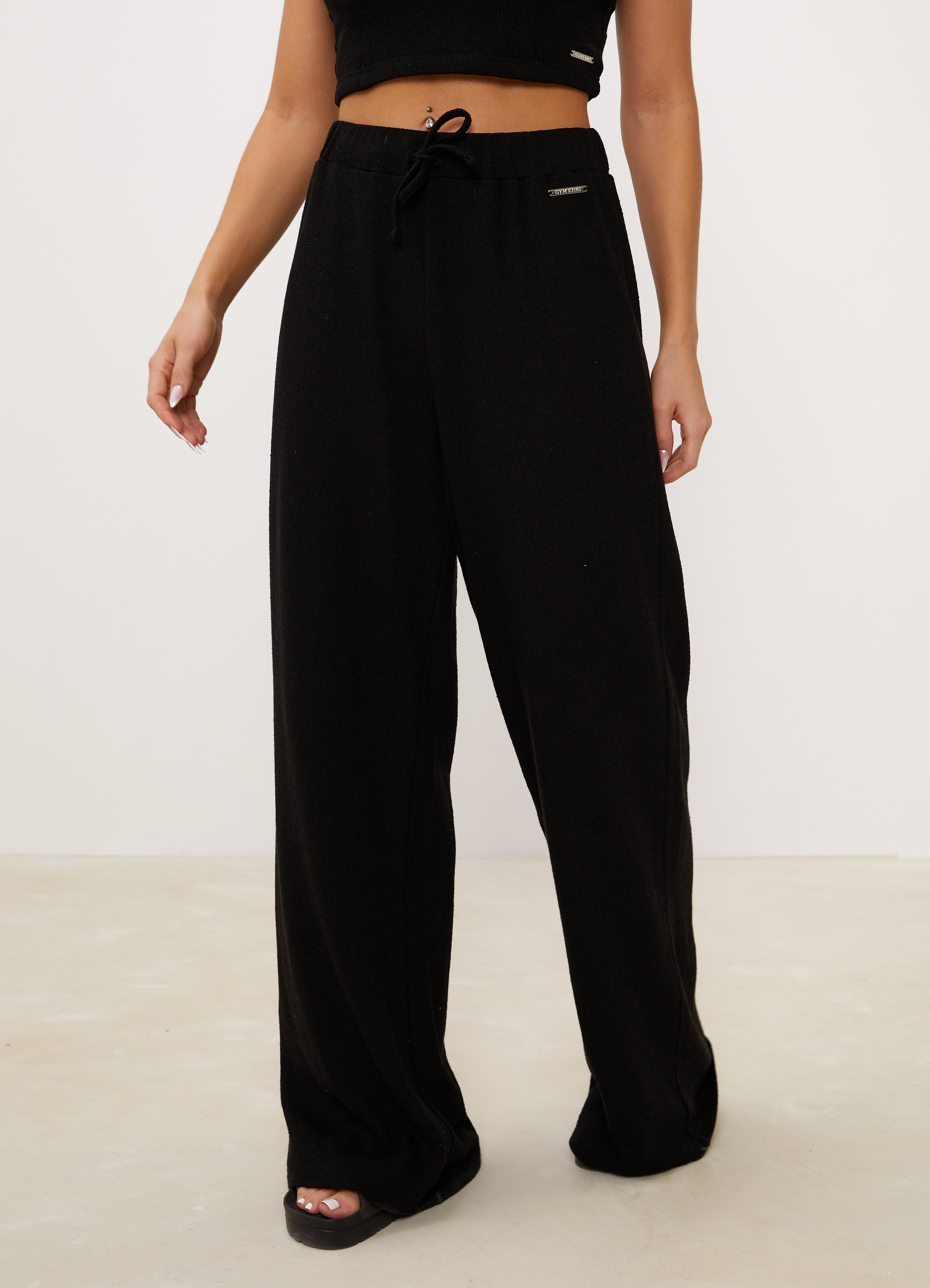 Gym King Signature Knit Wide Leg Trousers - Black – GYM KING