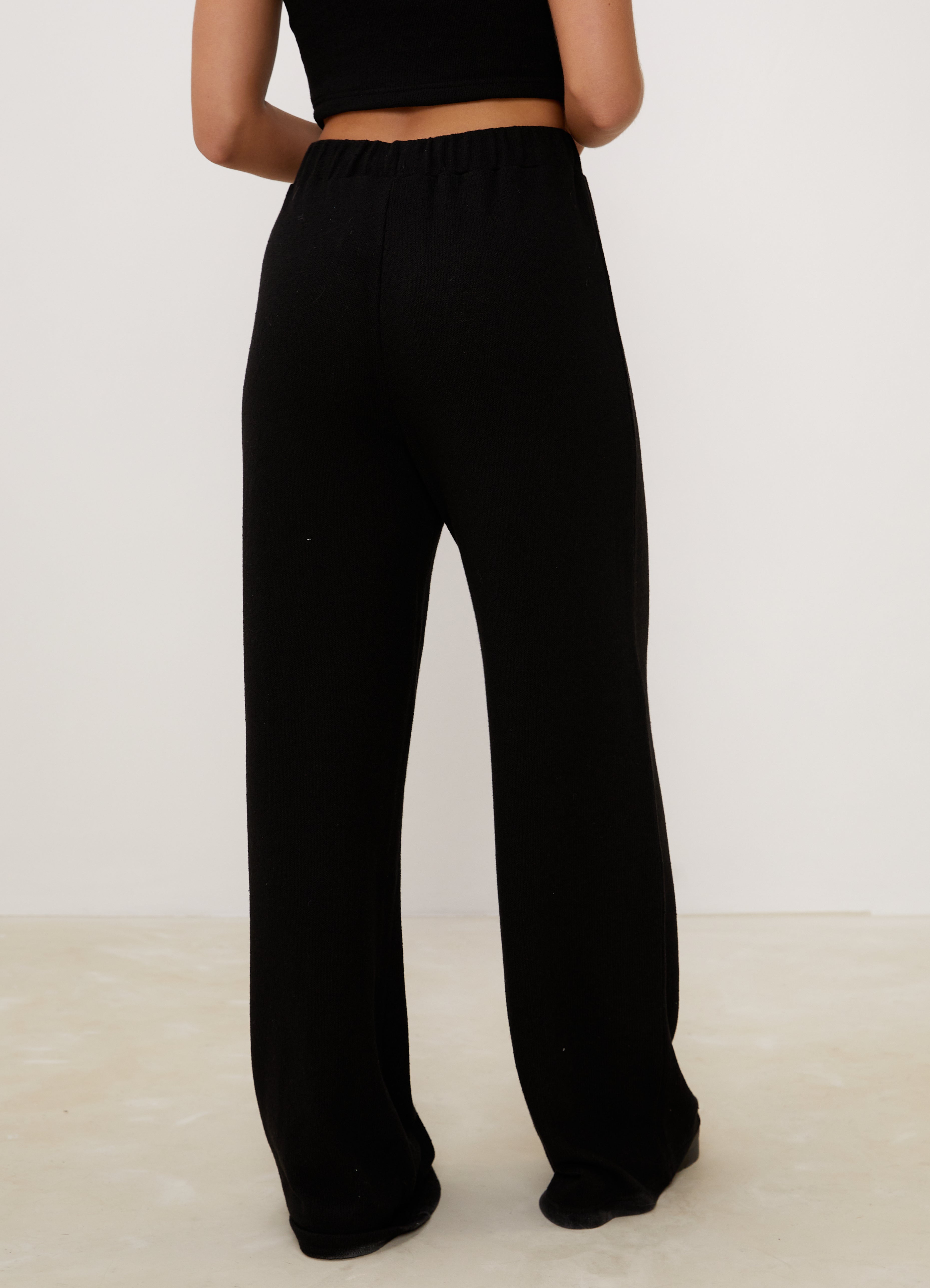 Gym King Signature Knit Wide Leg Trousers Black GYM KING