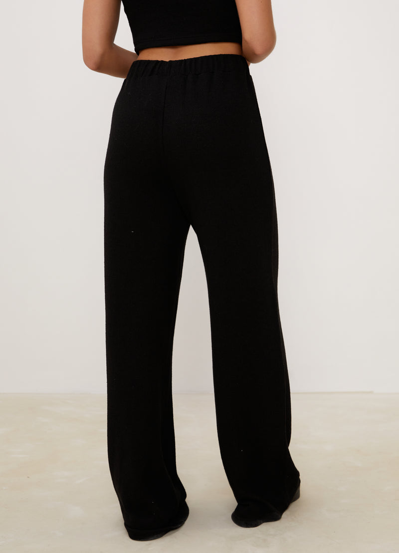 Gym King Signature Knit Wide Leg Trousers - Black