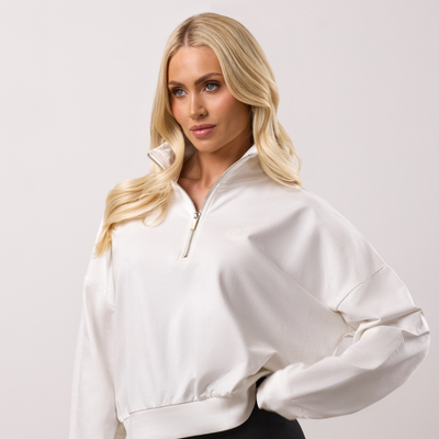 Gym King Victory Fleece 1/4 Zip Funnel - Cream