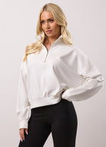 Gym King Victory Lightweight Loopback 1/4 Zip Funnel - Cream thumbnail