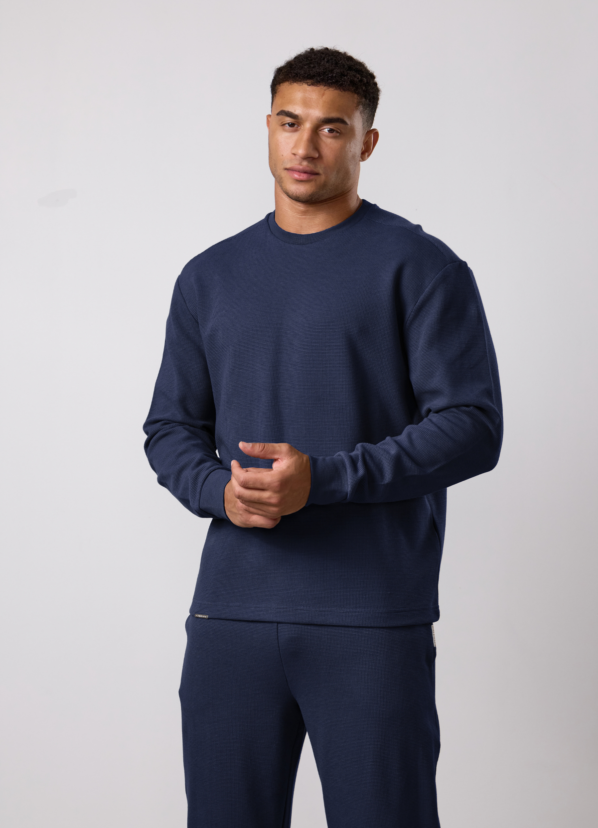 Gym King Signature Waffle Long Sleeve Top - Navy