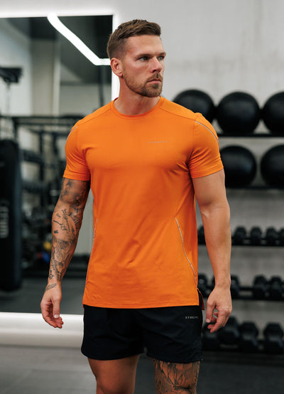 Gym King Hex All Over Print Tee - Burnt Orange