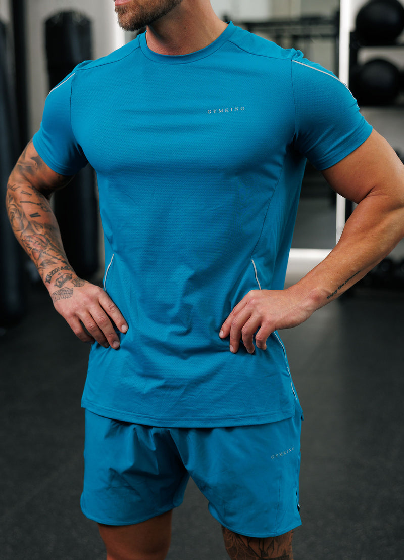 Gym King Hex All Over Print Tee - Exotic Teal