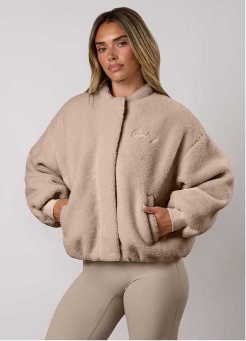 Gym King Fleece Puffer Bomber Jacket - Warm Shadow