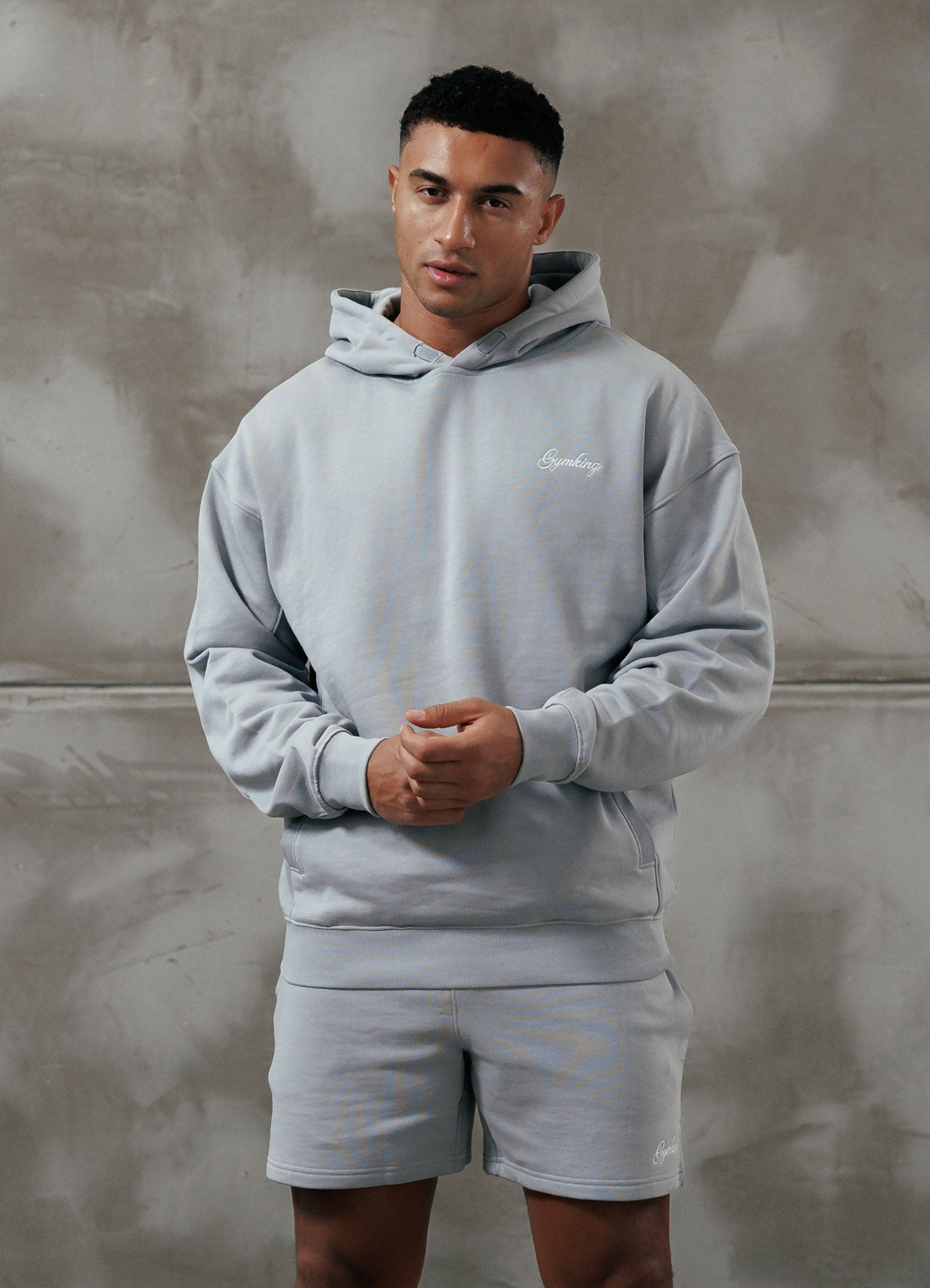 Gym King Script Relaxed Fit Hood - Urban Grey