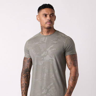 Gym King Debossed Camo T-Shirt - Olive