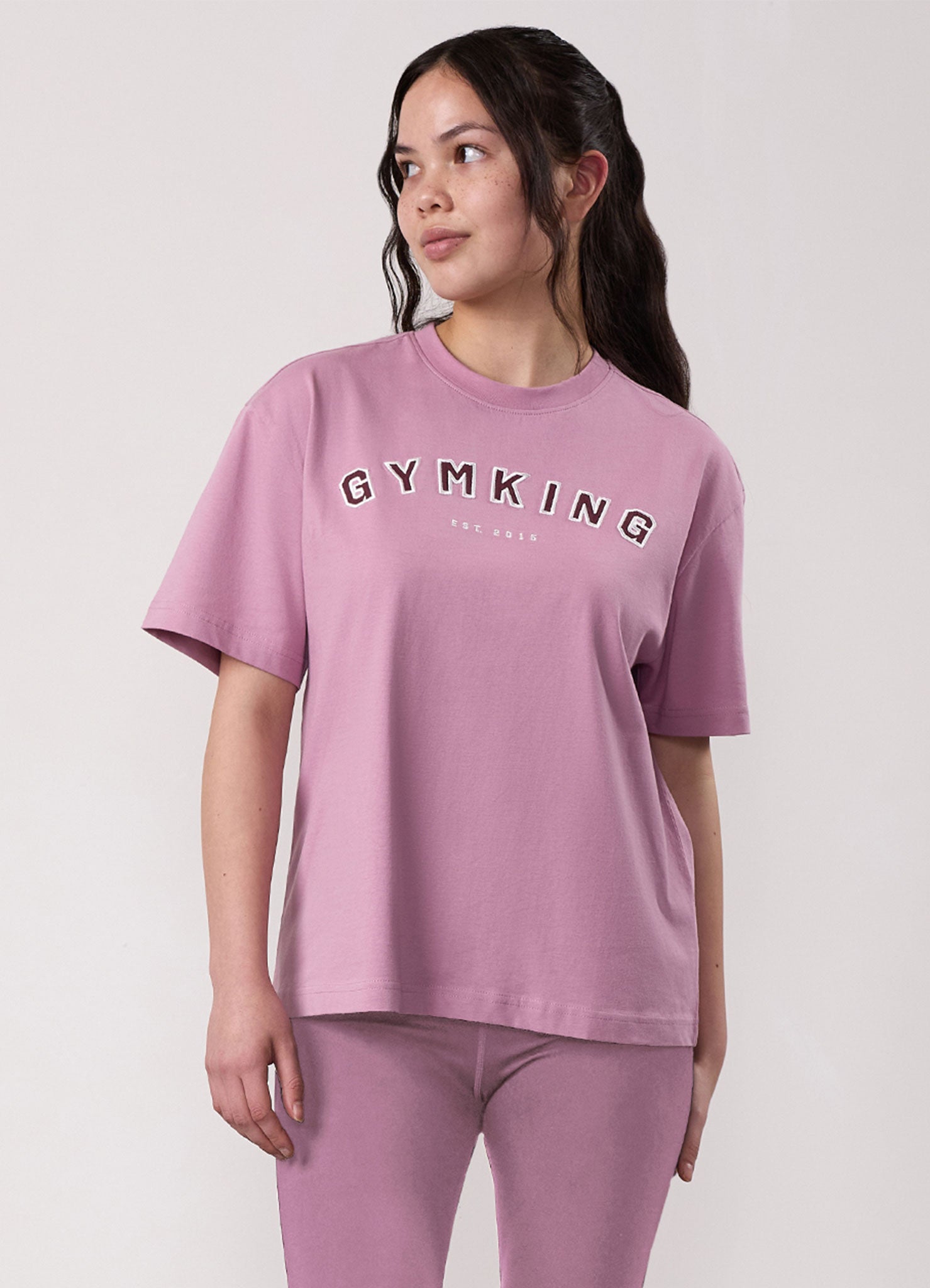 Gym King Kids Shadow Boyfriend Tee - Mauve