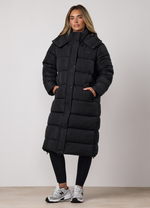 Gym King Longline Quilted Puffer Coat - Black thumbnail