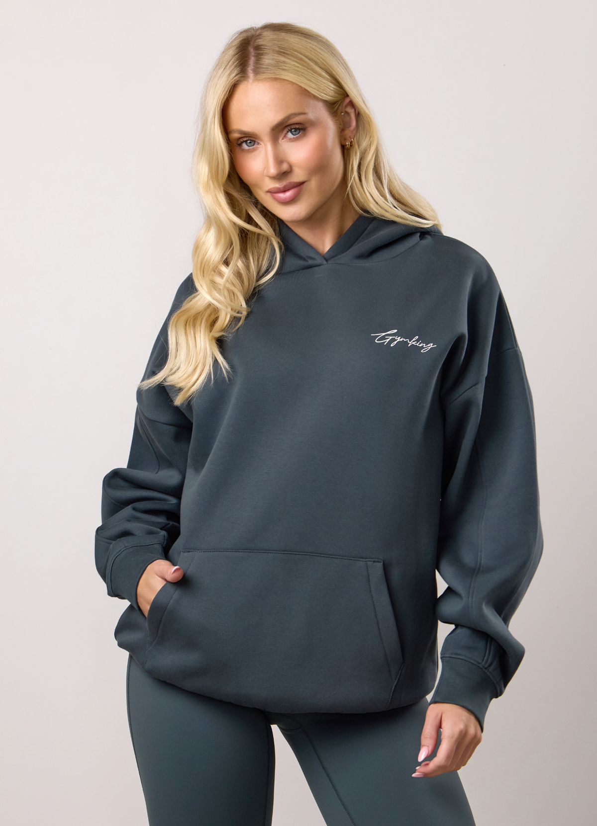 Gym King Reset Relaxed Fit Hoodie - Iron Blue