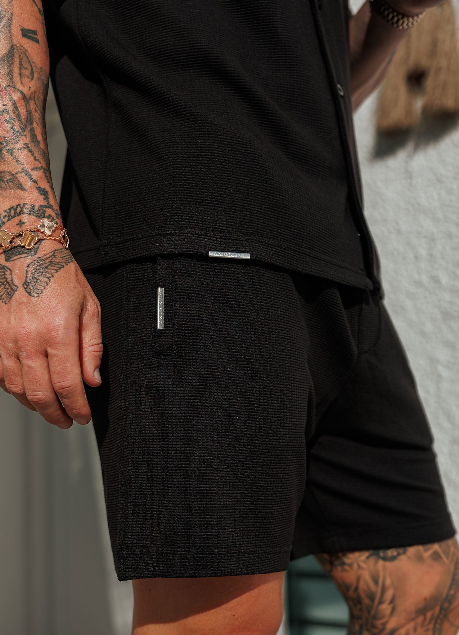Gym King Signature Waffle Short - Black