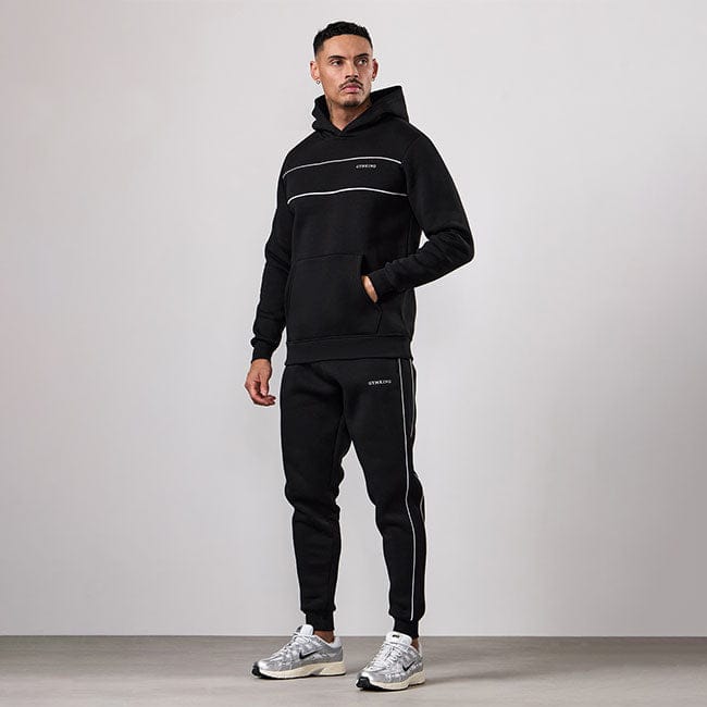 Gym King Core Piped Fleece Hood Tracksuit - Black