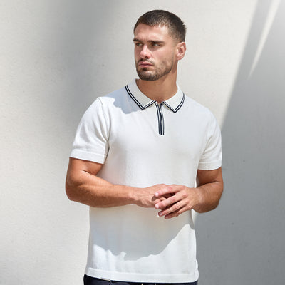 Gym King Portals Knitted Tipping Polo - Cream