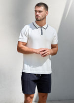 Gym King Portals Knitted Tipping Polo - Cream thumbnail