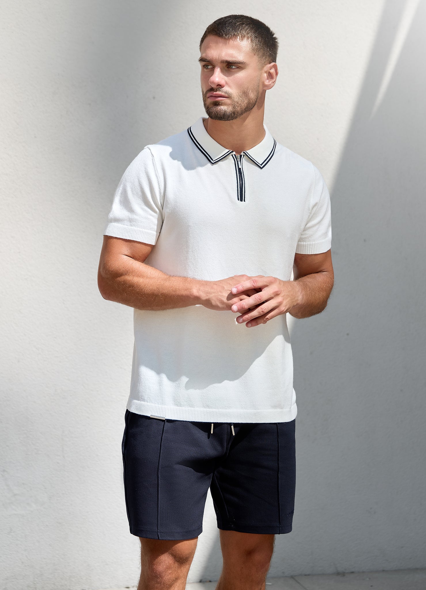 Gym King Portals Knitted Tipping Polo - Cream