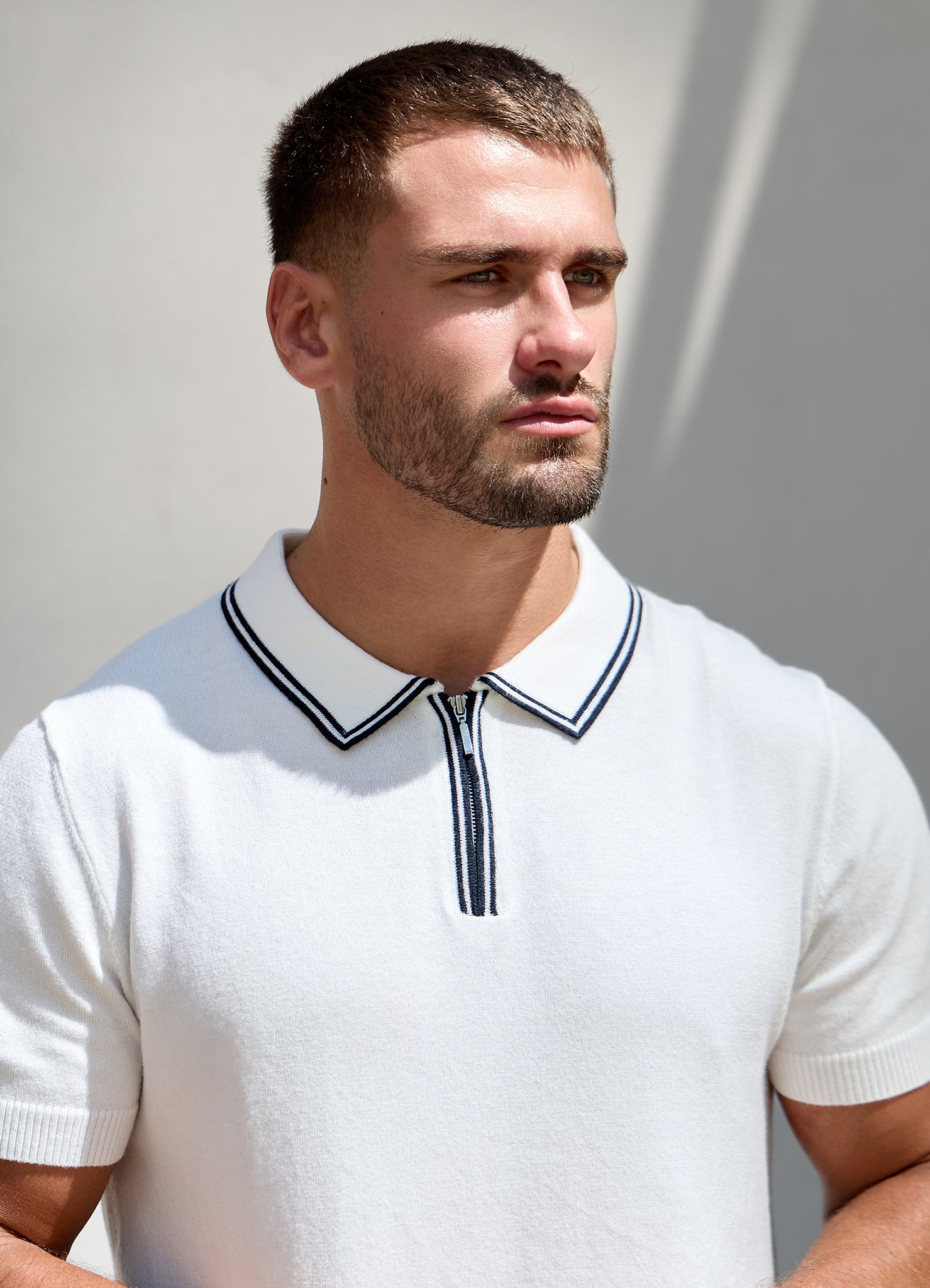 Gym King Portals Knitted Tipping Polo - Cream