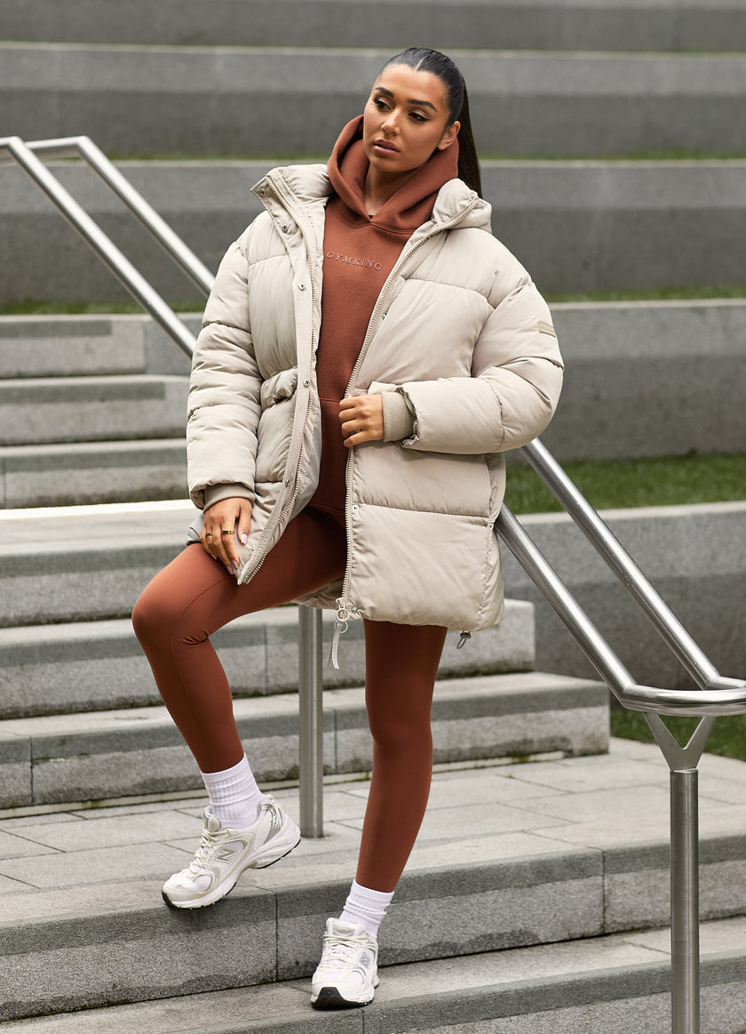 Gym King Mid Length Puffer - Champagne