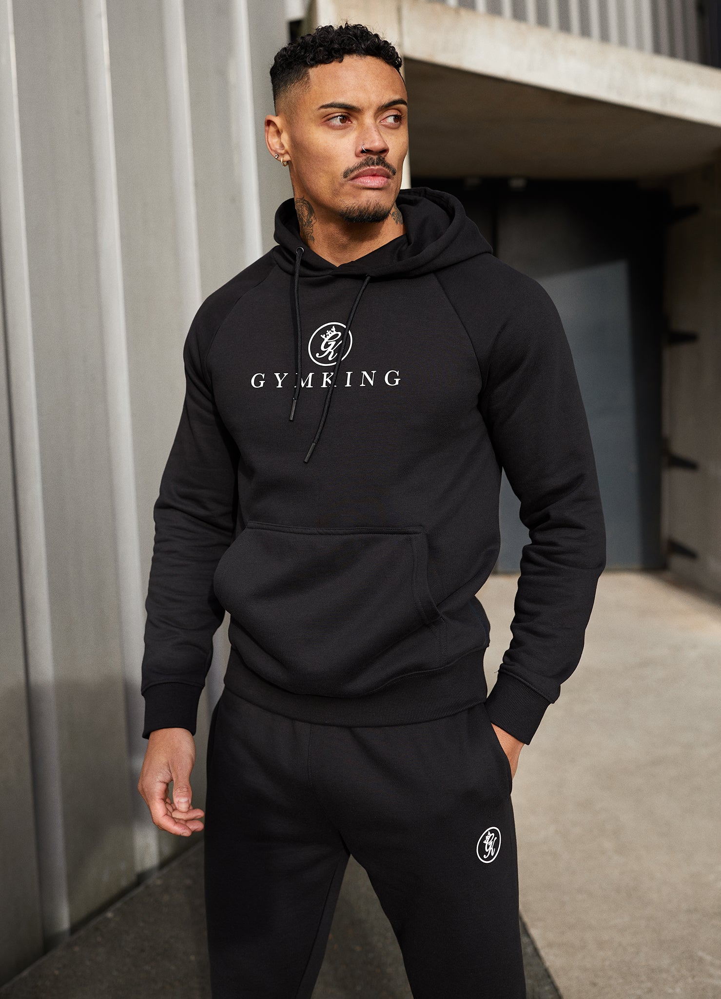 Gym King Pro Logo Fleece Hood - Black – GYM KING