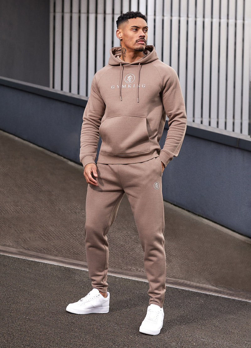 Gym King Pro Logo Fleece Hood - Dark Taupe