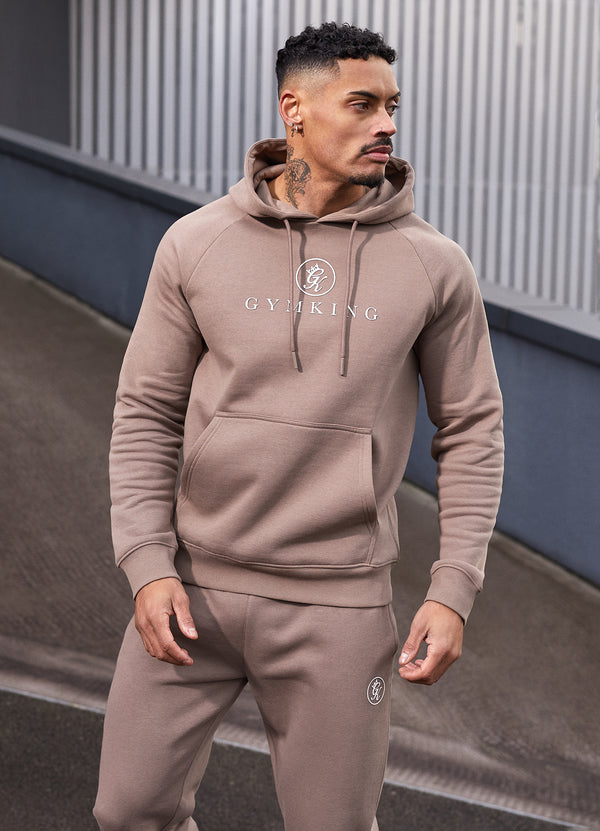 Gym King Pro Logo Fleece Hood - Dark Taupe