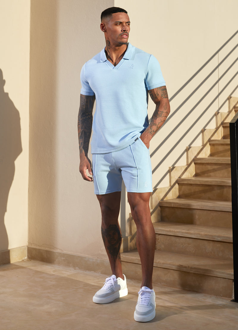 Gym King Signature Texture Polo - Cloud Blue